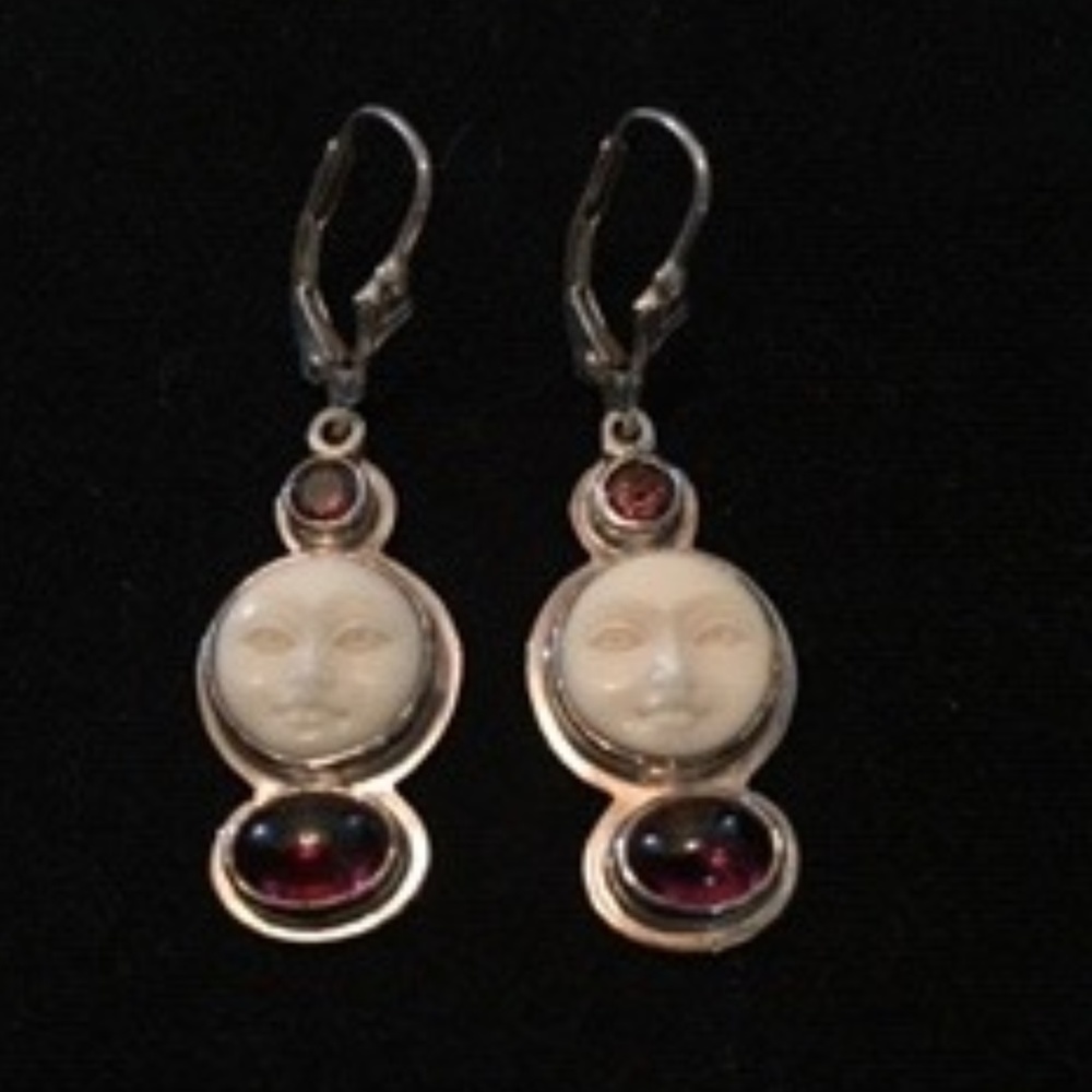 Misti Martin moon face garnet silver earrings
